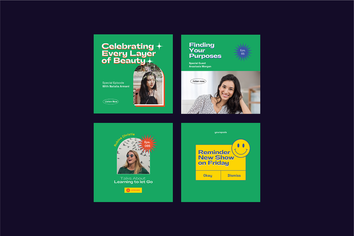 Retro Podcast Instagram Templates, a Social Media Template by Nurrehmet Studio (Photo 9 of 12)