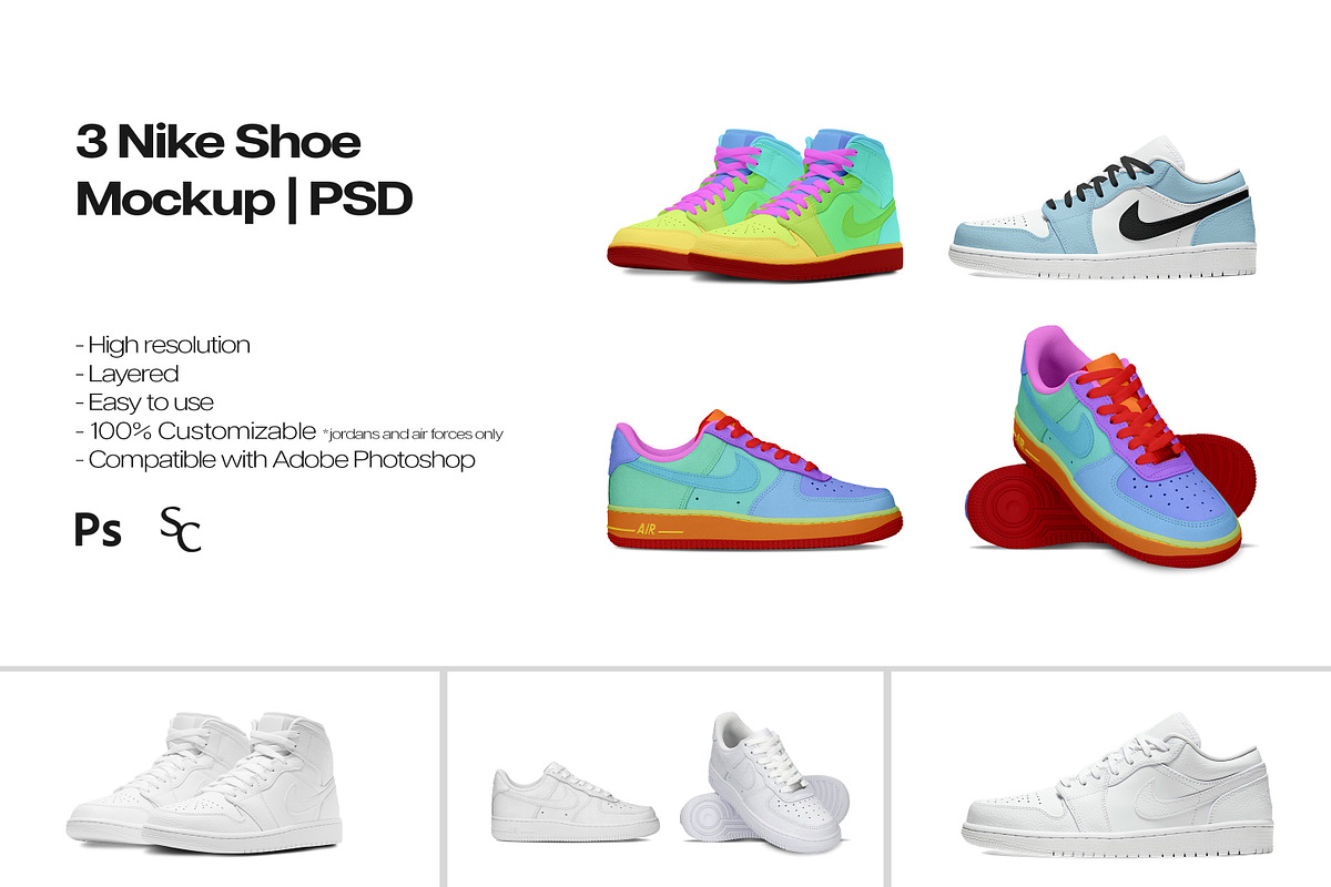 3 Nike Shoe Mockups | PSD Bundle, a Mockup by sophiesconcepts (Photo 1 of 4)