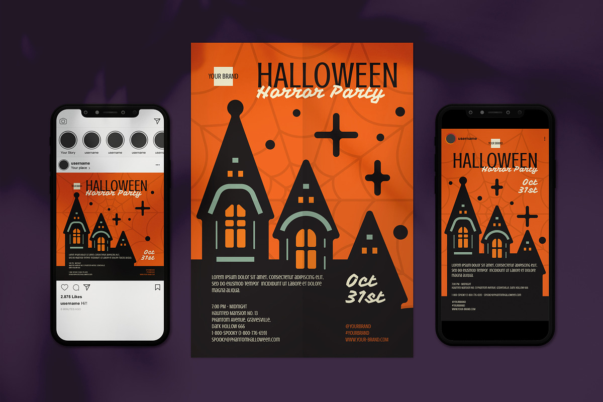 Halloween Poster + Social Media, a Social Media Template by Juru Rancang Graphic (Photo 1 of 3)