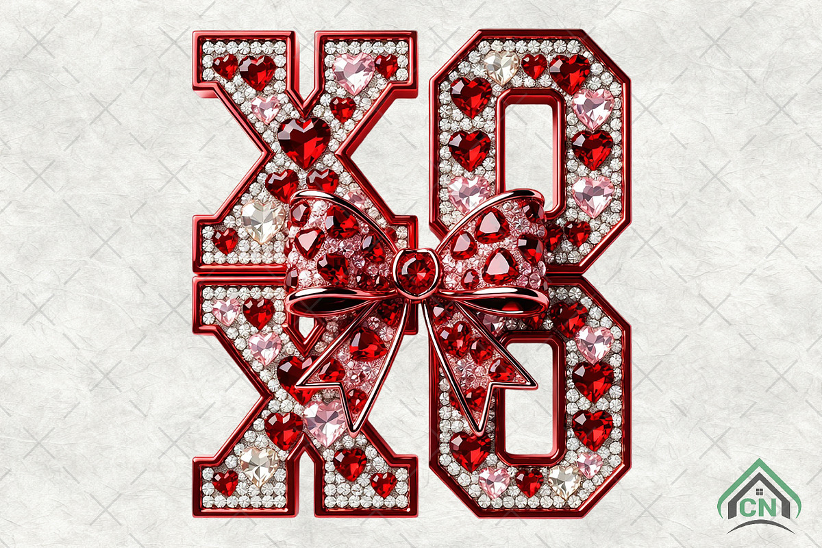 Luxury XOXO Rhinestone Heart PNG, an Illustration by Craft Nest (Photo 1 of 4)