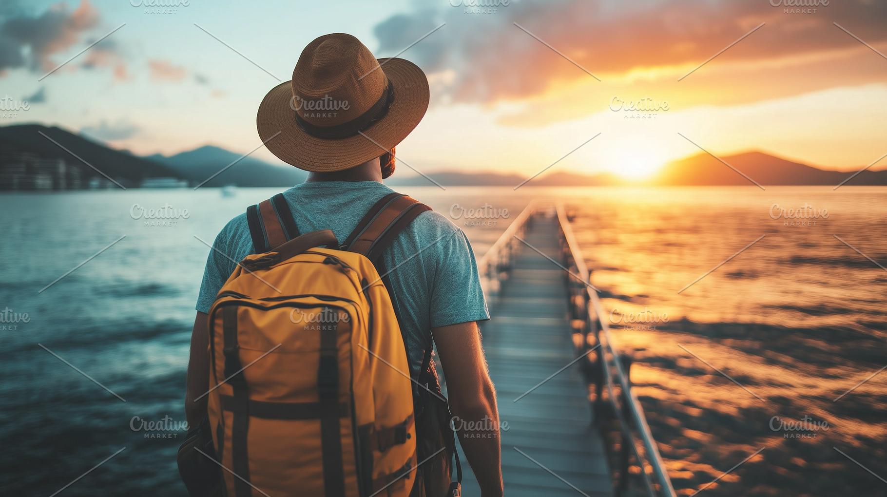 Traveler with a yellow backpack, a Person Photo by MistyDay