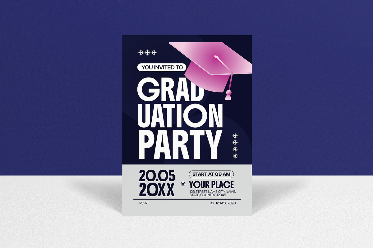 Blue Graduation Party Invitation, a Card Template by graphicook (Photo 1 of 3)