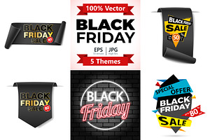 Black Friday Sale Paper Banners, a Decorative Illustration by TAlex