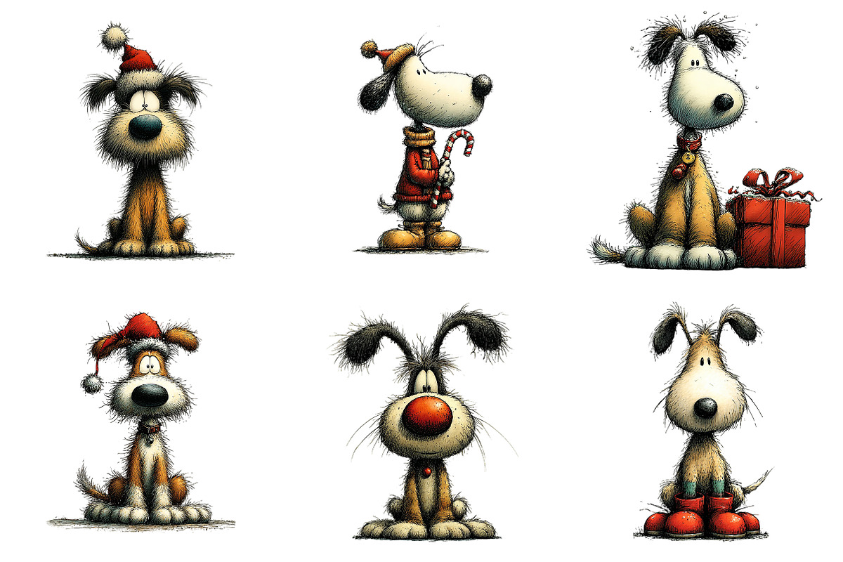 Whimsical Christmas Dog Clipart, an Illustration by Craft Nest (Photo 7 of 10)