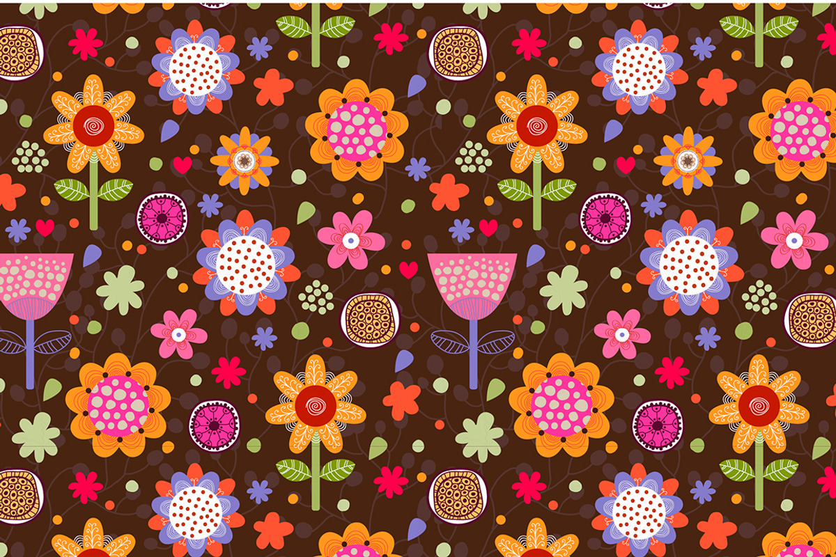 Set of six floral seamless patterns. preview 5