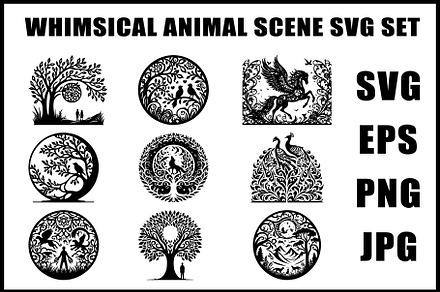 Whimsical Animal Scene SVG Set