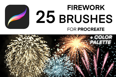 25 Procreate Fireworks Brushes Set