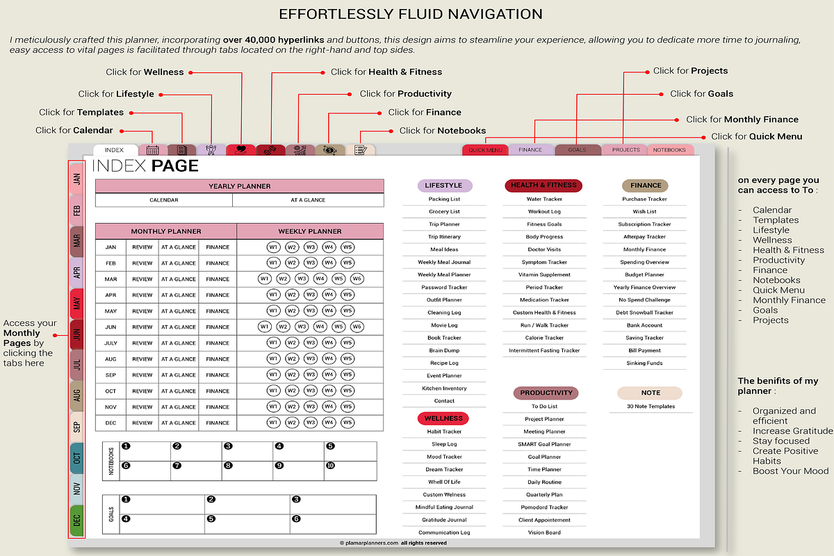 Jewel Tones Digital Planner 2025, a Templates & Theme by Plamarplanners (Photo 10 of 11)