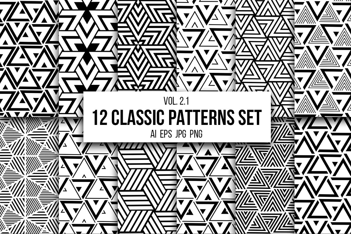 12 geometric seamless patterns set, a Pattern Graphic by softulka