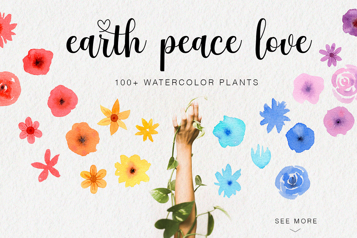 Earth Peace Love Watercolor Set, a Person Illustration by Art Dari Autumn (Photo 4 of 12)