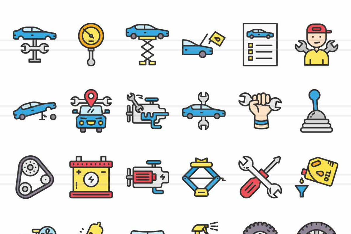 Car Servicing Filled Line Icons, an Icon by IconBunny (Photo 2 of 2)