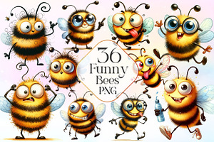 Funny Bee Sublimation Clipart PNG