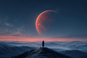 Red planet view from mountain, a Photo by Beautiful things