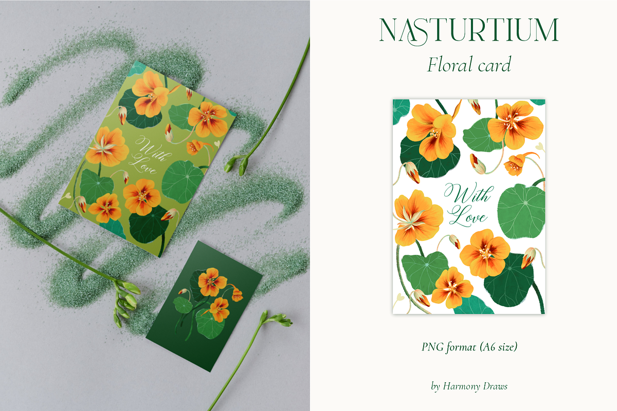 Nasturtium summer flowers clipart, a Decorative Illustration by Harmony Draws (Photo 4 of 8)