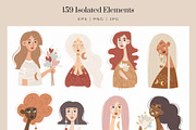 Boho Woman Clipart - Abstract & Line, an Illustration by Velliniki (Thumbnail 7 of 14)