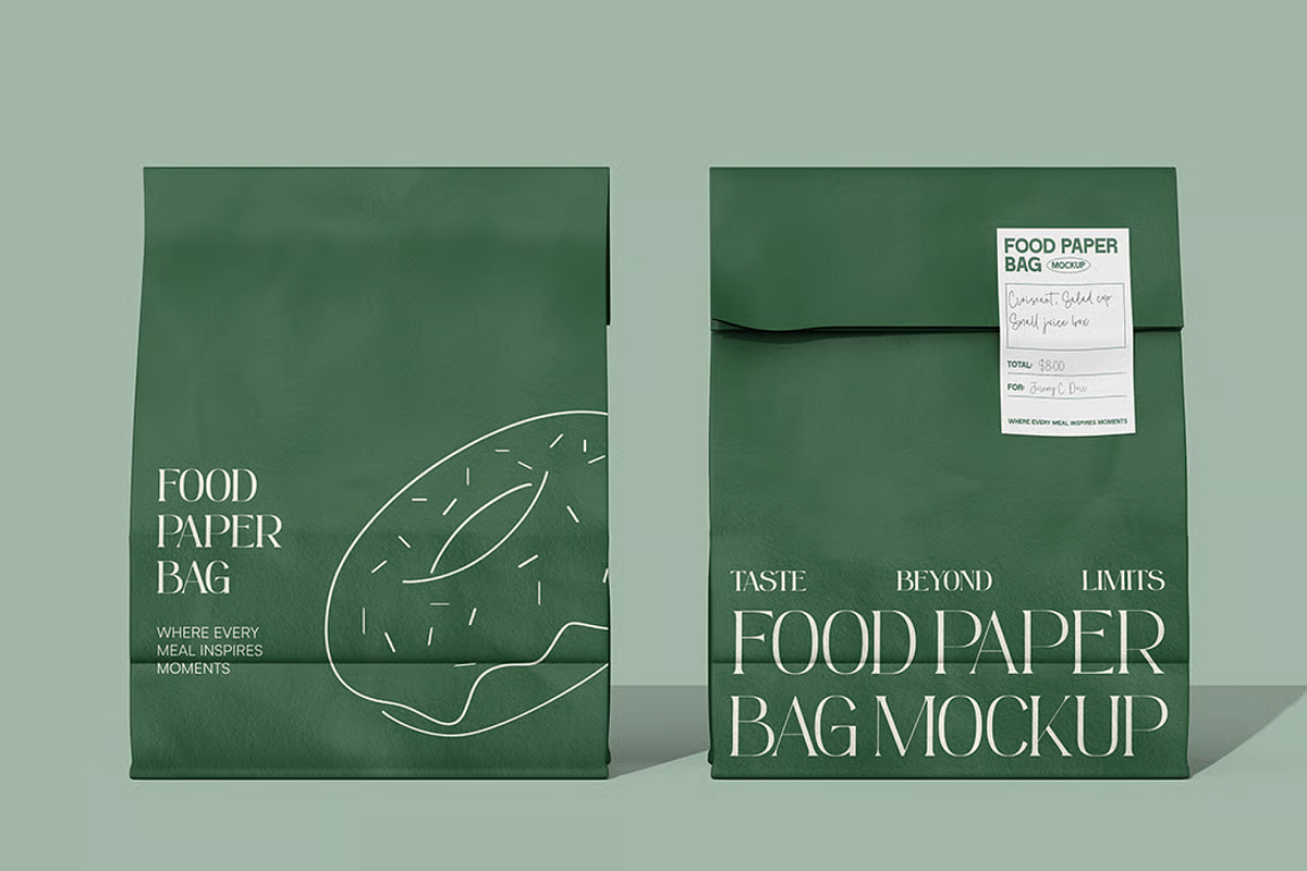 Eco-Friendly Food Paper Bag Mockup, a Packaging Mockup by graphicsauce (Photo 1 of 4)