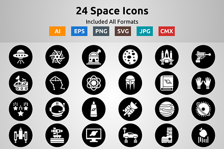 Glyph Circle Inverted Space Icons