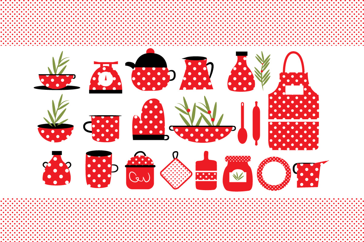 PolkaDot Kitchen Clipart & Patterns, an Illustration by KatjaPotokar (Photo 2 of 3)