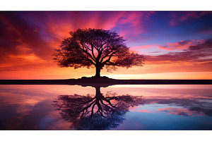 silhouette tree silouette ai, a Nature Photo by pikepicture