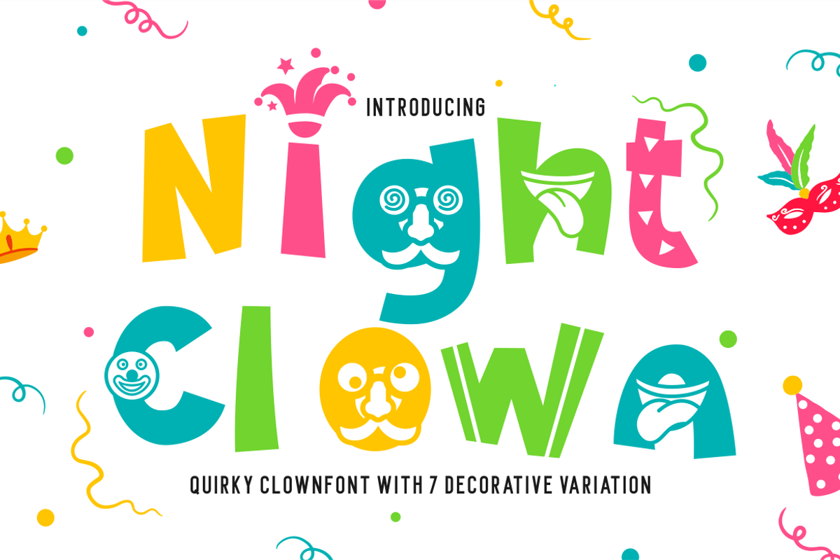 Night Clown - Quirky Clown Font, a Font by PutraCetol Studio (Photo 1 of 11)