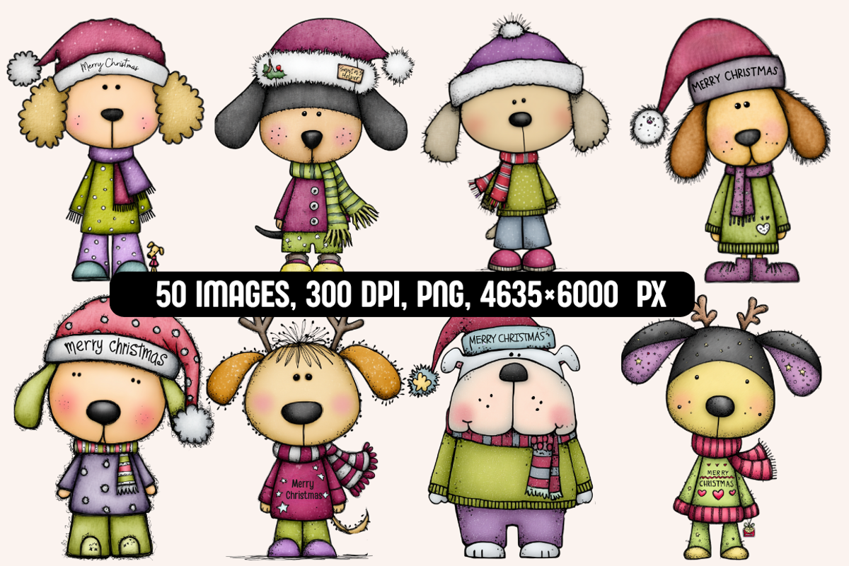 Quirky Christmas Dogs illustrations, an Animal Illustration by PrintHaven Designs (Photo 2 of 9)