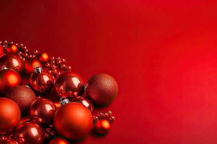 Christmas red background with Christ, a Photo by SaroStock