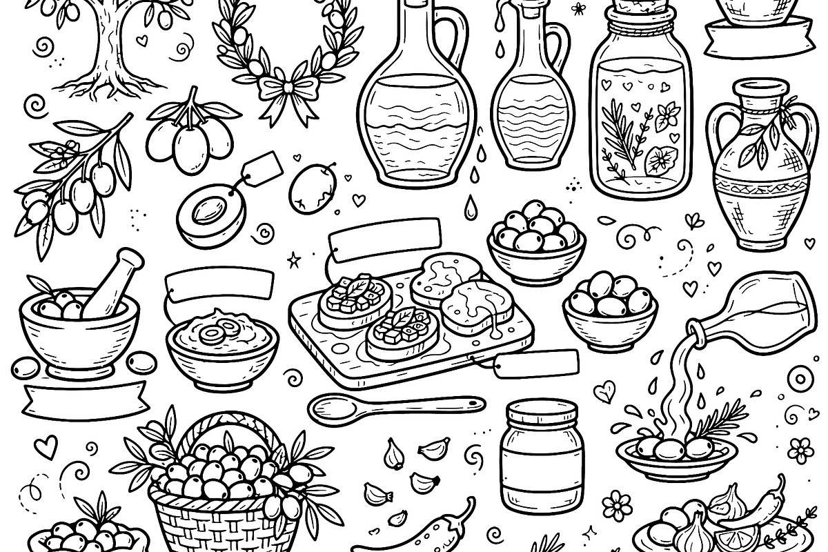 Hand drawn doodles olive branches, a Food Illustration by Voodz_shop (Photo 2 of 3)