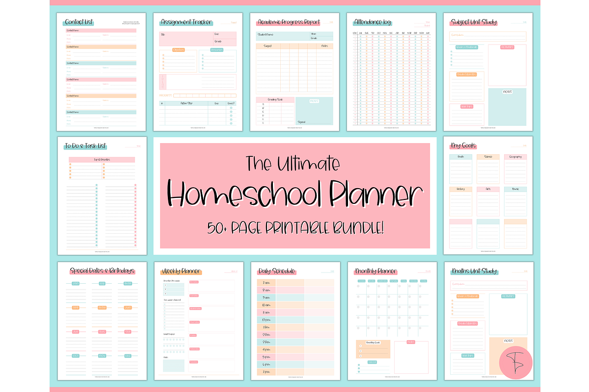 Homeschool Planner Printable - 50 pg, a Templates & Theme by Templatables (Photo 1 of 11)