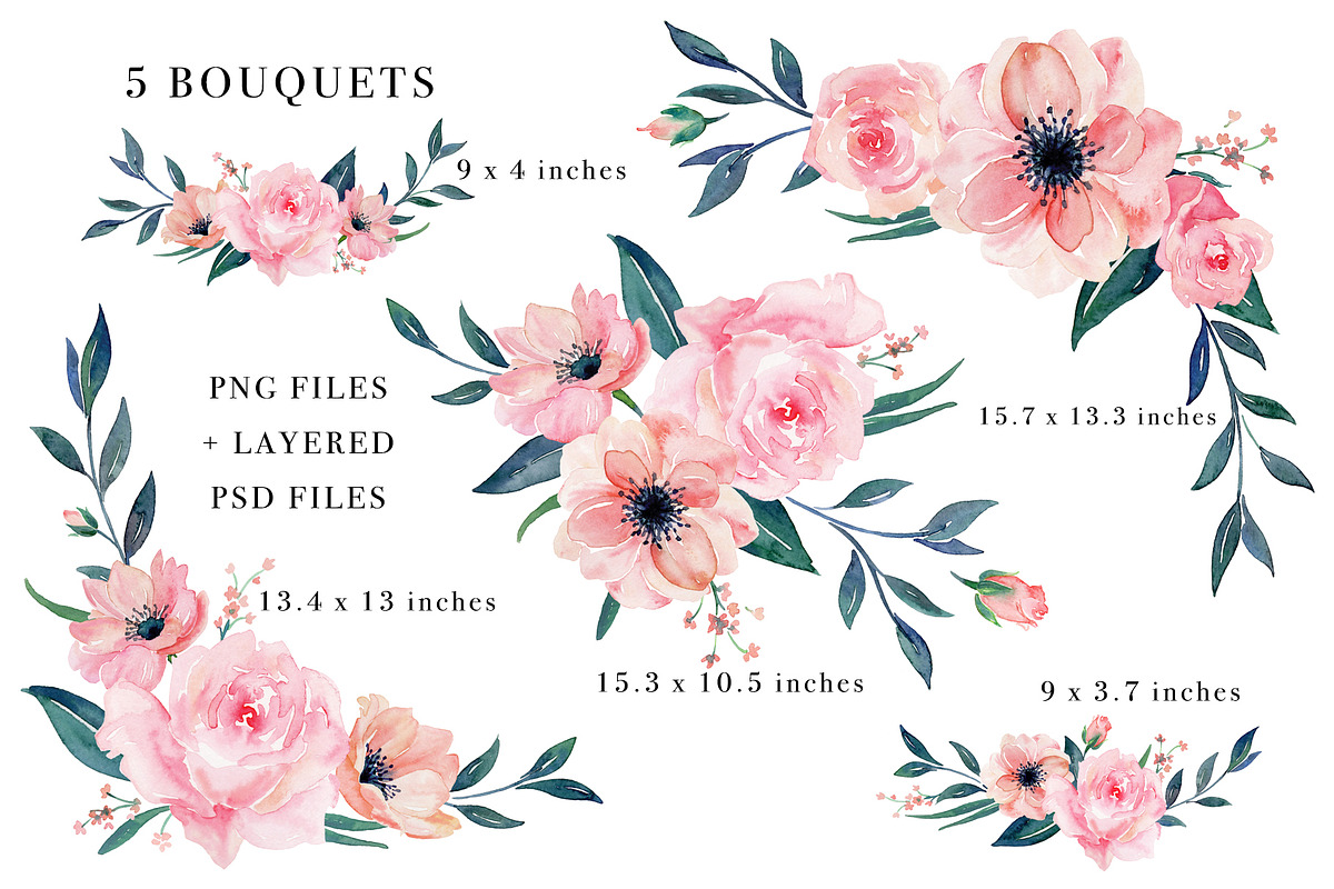 Sale- Blush & Blue Design Set, an Illustration by Art by Lin (Photo 3 of 6)