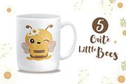 Cute little bees clipart set, an Animal Illustration by DrawStudio1988 (Thumbnail 4 of 6)
