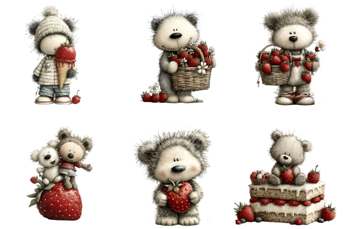 Strawberry Bear PNG Clipart, a Seasonal Illustration by Designking (Photo 3 of 5)