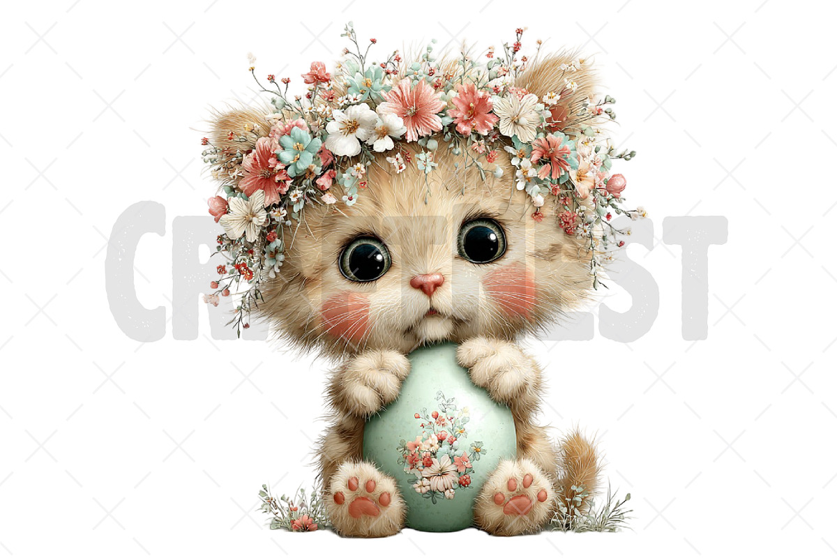 Whimsical Easter Cat Clipart, an Illustration by Craft Nest (Photo 11 of 12)
