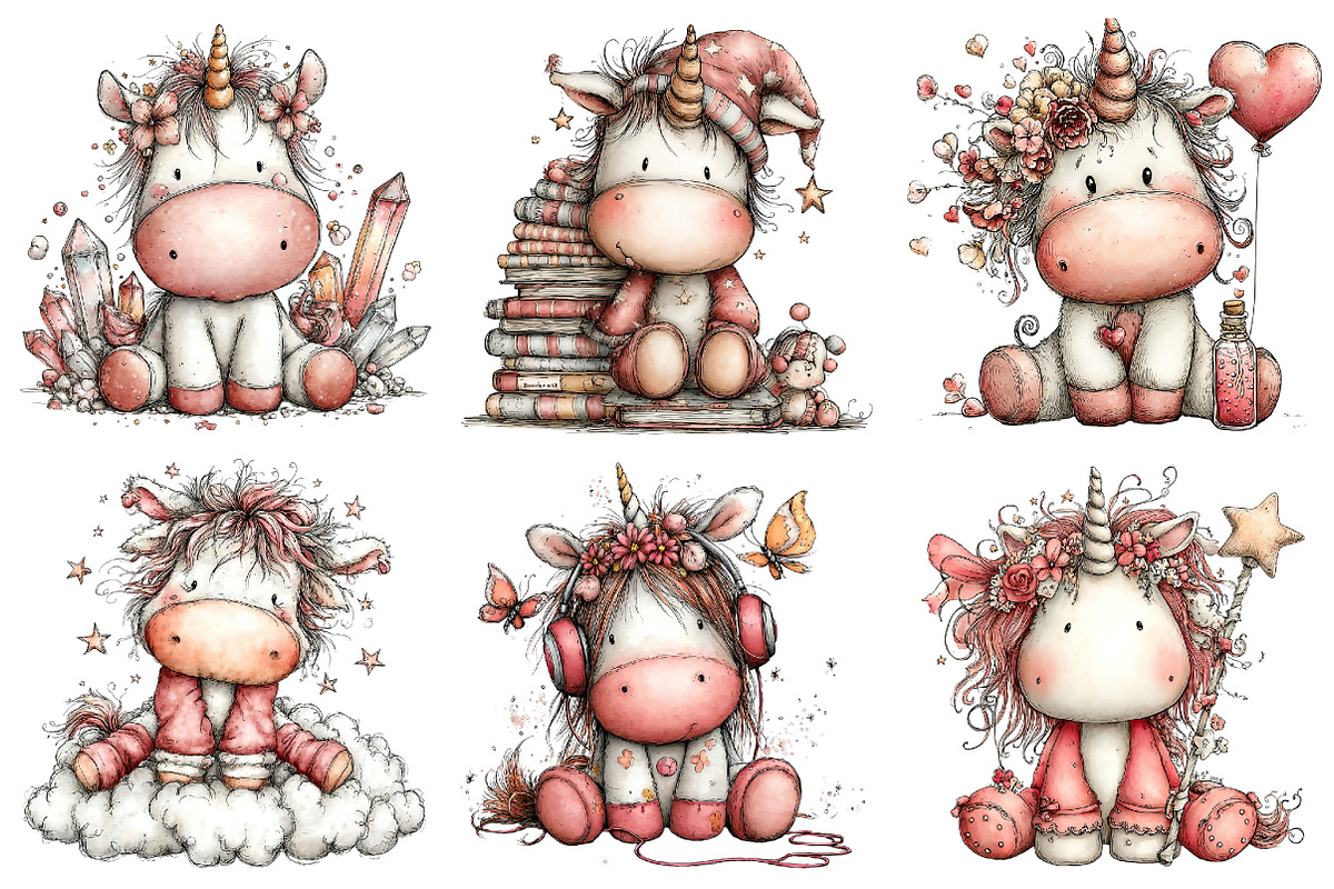 Whimsical Unicorn Clipart, an Illustration by Design Market (Photo 4 of 5)