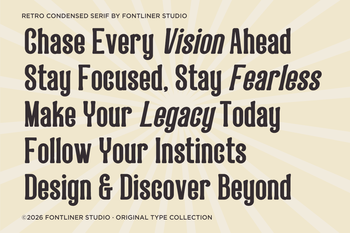 Nostalgic Condensed - Retro Serif, a Serif Font by Font Liner (Photo 8 of 21)