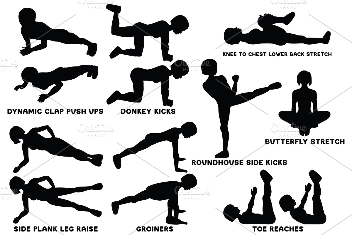 Sport exercises black collection, a Healthcare Illustration by tamara.comotomka (Photo 7 of 8)