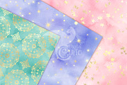 Gold Fantasy Watercolor Backgrounds, a Texture Graphic by Digital Curio (Thumbnail 4 of 5)
