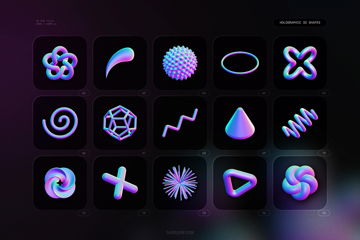 Holographic 3D shapes collection, an Object Graphic by Samolevsky (Photo 10 of 13)