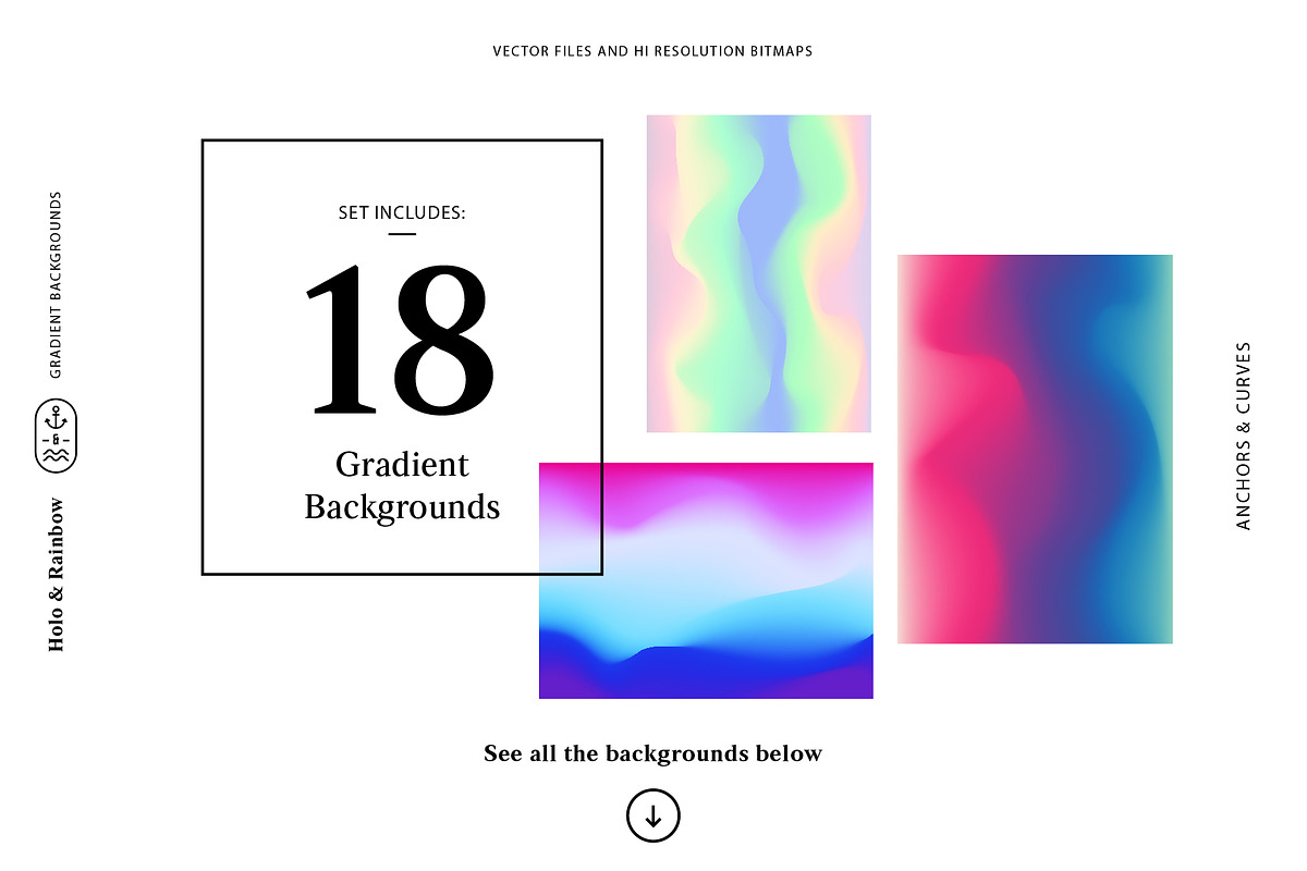 Holo&Rainbow Gradient Background Set, a Texture Graphic by Anchors_and_Curves (Photo 3 of 8)