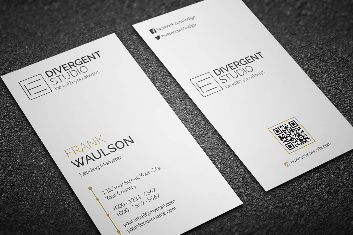 Vertical Business Card, a Business Card Template by Divergent Studio (Photo 3 of 3)