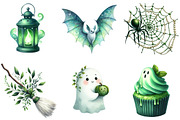 Green & White Halloween Clipart, an Illustration by DreamArtGraphic (Thumbnail 4 of 4)