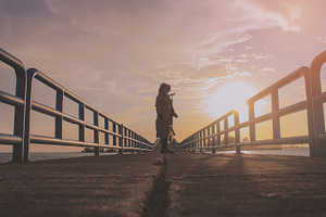 The girl waiting sunset 01 featuring photo, pack, and bundle