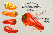 Hand-drawn Watercolor Mini Peppers, a Decorative Illustration by Margo Miller (Thumbnail 1 of 17)