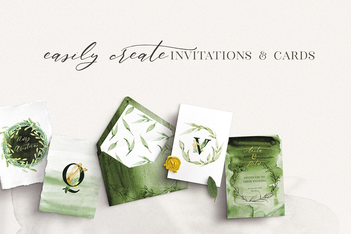 Delicate Greenery Watercolor+Pencil, a Texture Illustration by Inky Jar Design Studio (Photo 13 of 15)