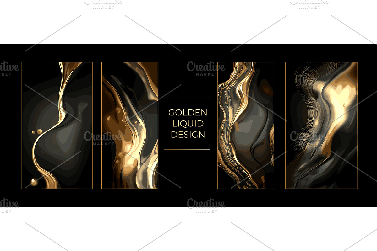 Golden liquid frames.Molten gold, an Illustration by Stock-Smart-Start
