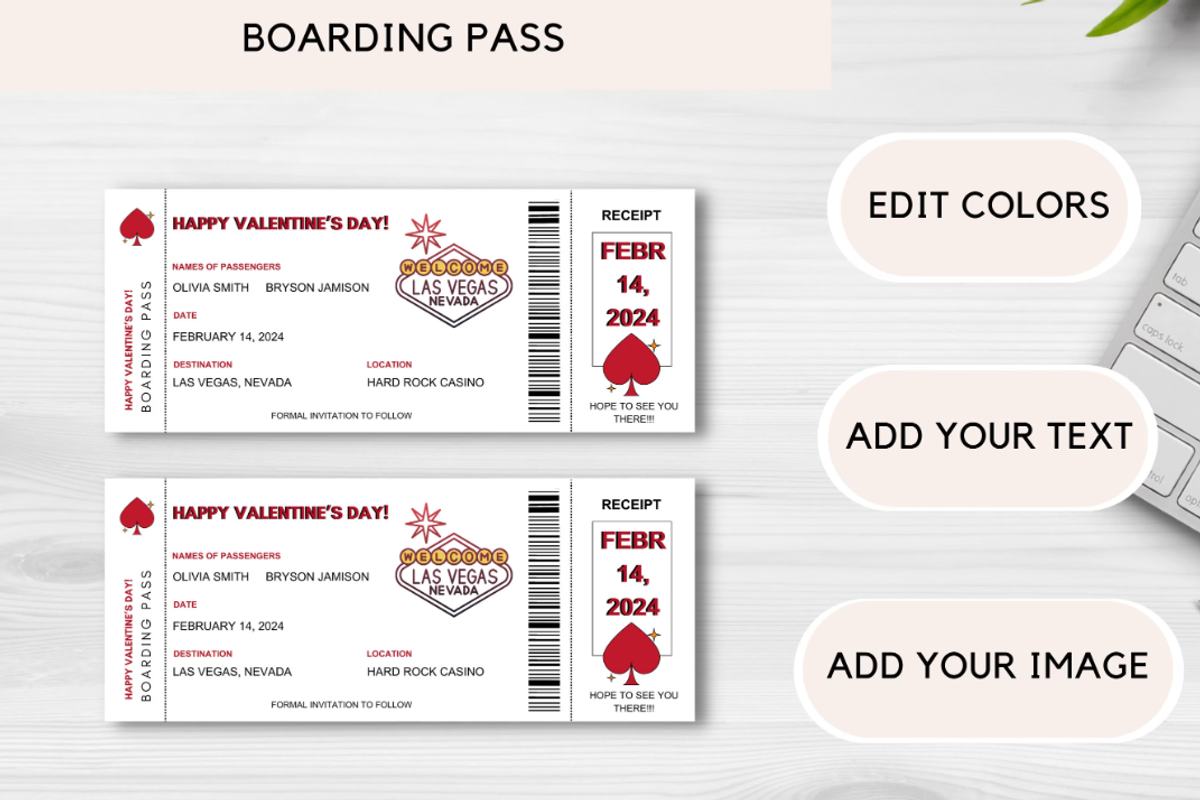 Boarding Pass for Valentine's Day, a Card Template by YasdeyDesigns (Photo 6 of 7)