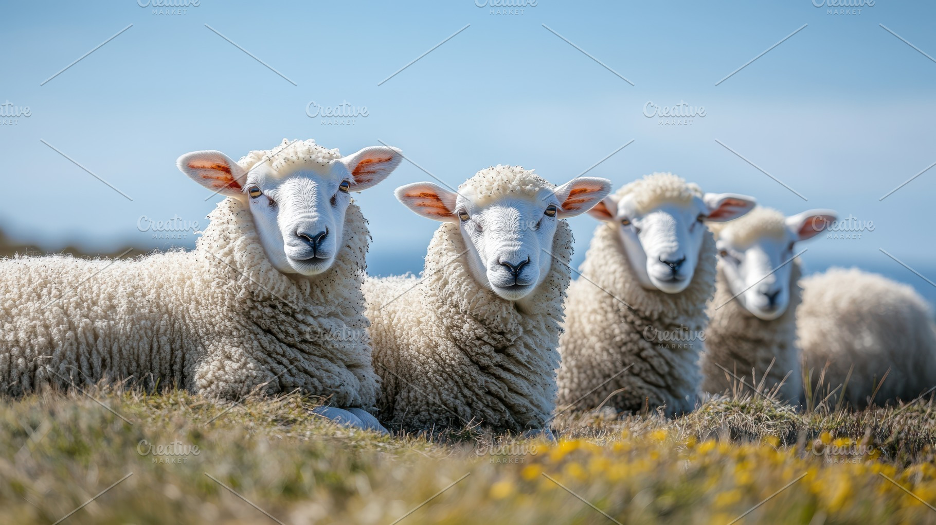 Flock of sheep grazing on a hillside, an Animal Photo by Pixeness Studio