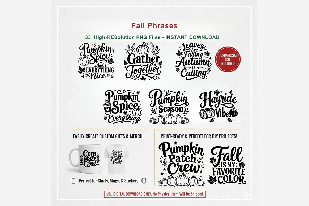 Fall Phrases PNG Bundle, a Seasonal Illustration by Tanya Kart (Photo 6 of 8)