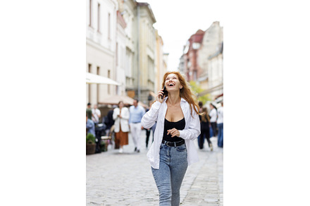 Young lovely redhead woman speaking, a Person Photo by serkum