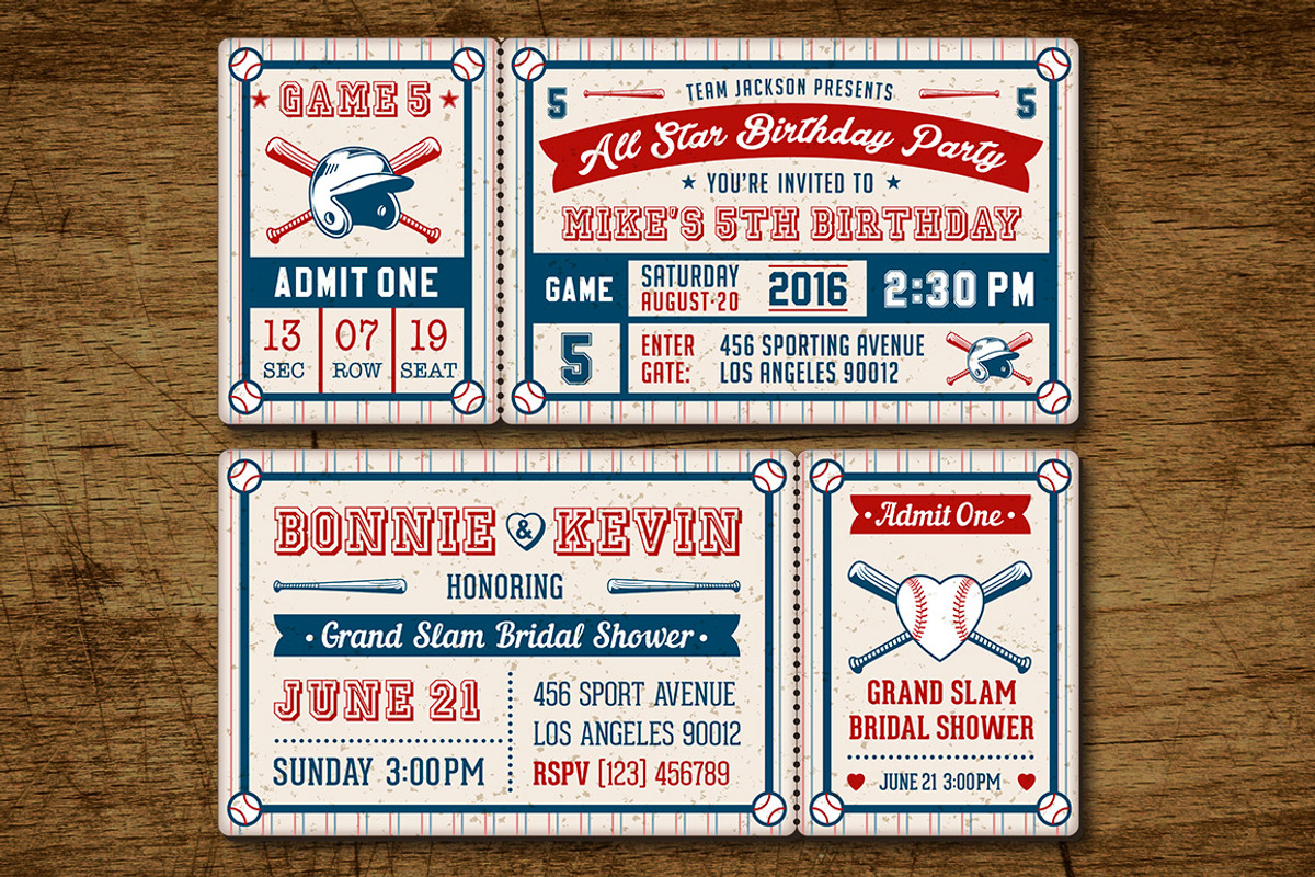 Baseball Ticket Party Invites 1, an Invitation Template by Pingebat (Photo 2 of 3)