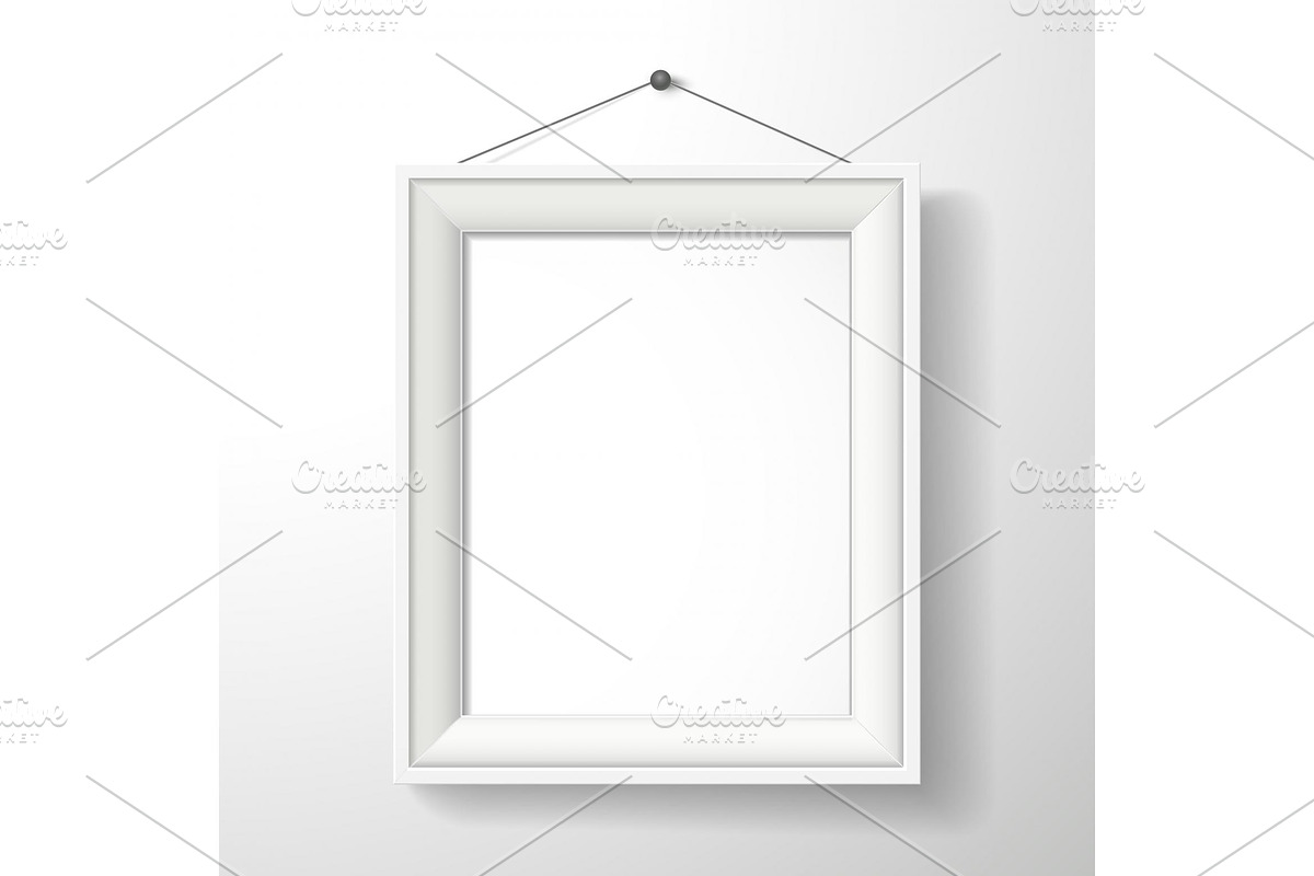 3d vector blank frame on white wall, a Print Template by TotallypicRF
